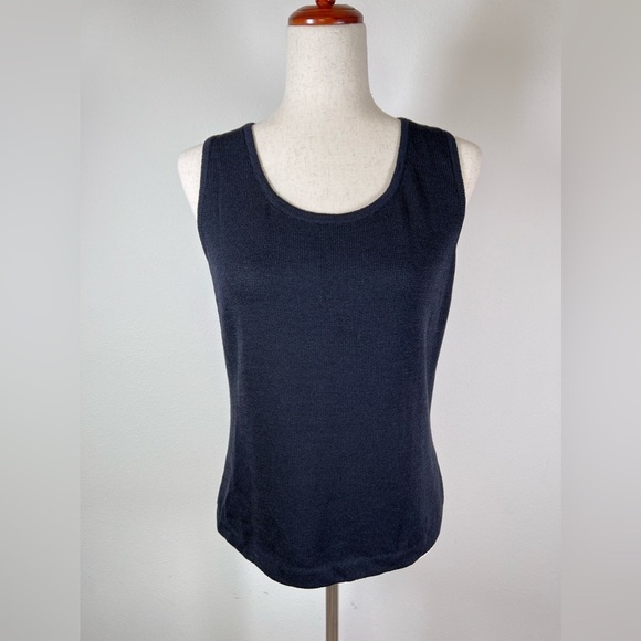 St John Collection Santana Knit Tank Top Size Small Wool Blend Black Basics Chic - Picture 1 of 16